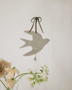 Bird Ornament w/ Hanging Pearl