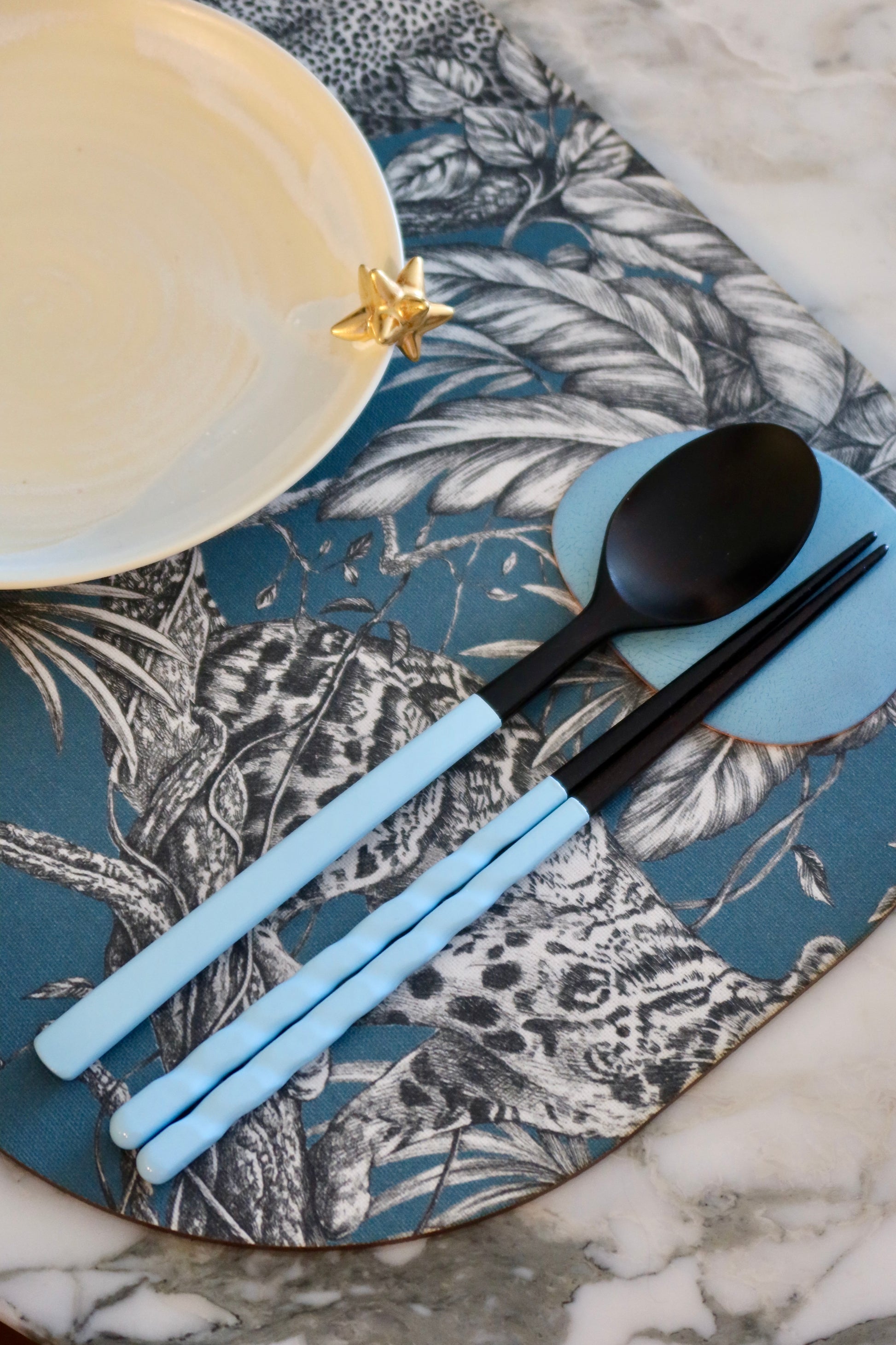 Pebble Cutlery Rest/Coaster - Jasmine Blue