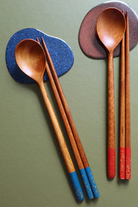 Gold Ottchil Lacquer Spoon and Chopsticks Set (5 Colors)