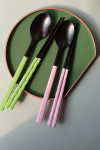 Twisted Pastel Ottchil Spoon and Chopsticks Set - Honeydew Melon