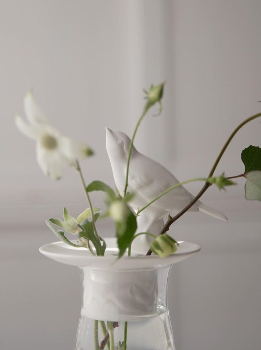 White Eye Bird Cover Vase