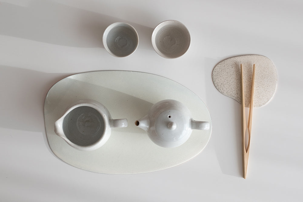 Slim Oval Pebble Tray/Mat - Ivory