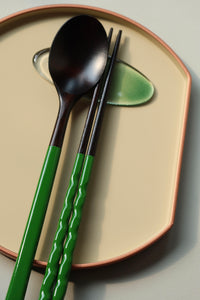 Twisted Pastel Ottchil Spoon and Chopsticks Set - Garden Green