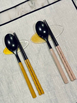 Twisted Pastel Ottchil Spoon and Chopsticks Set - Mustard Yellow