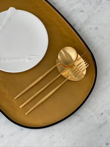 Oval Lacquer Tray - Gold