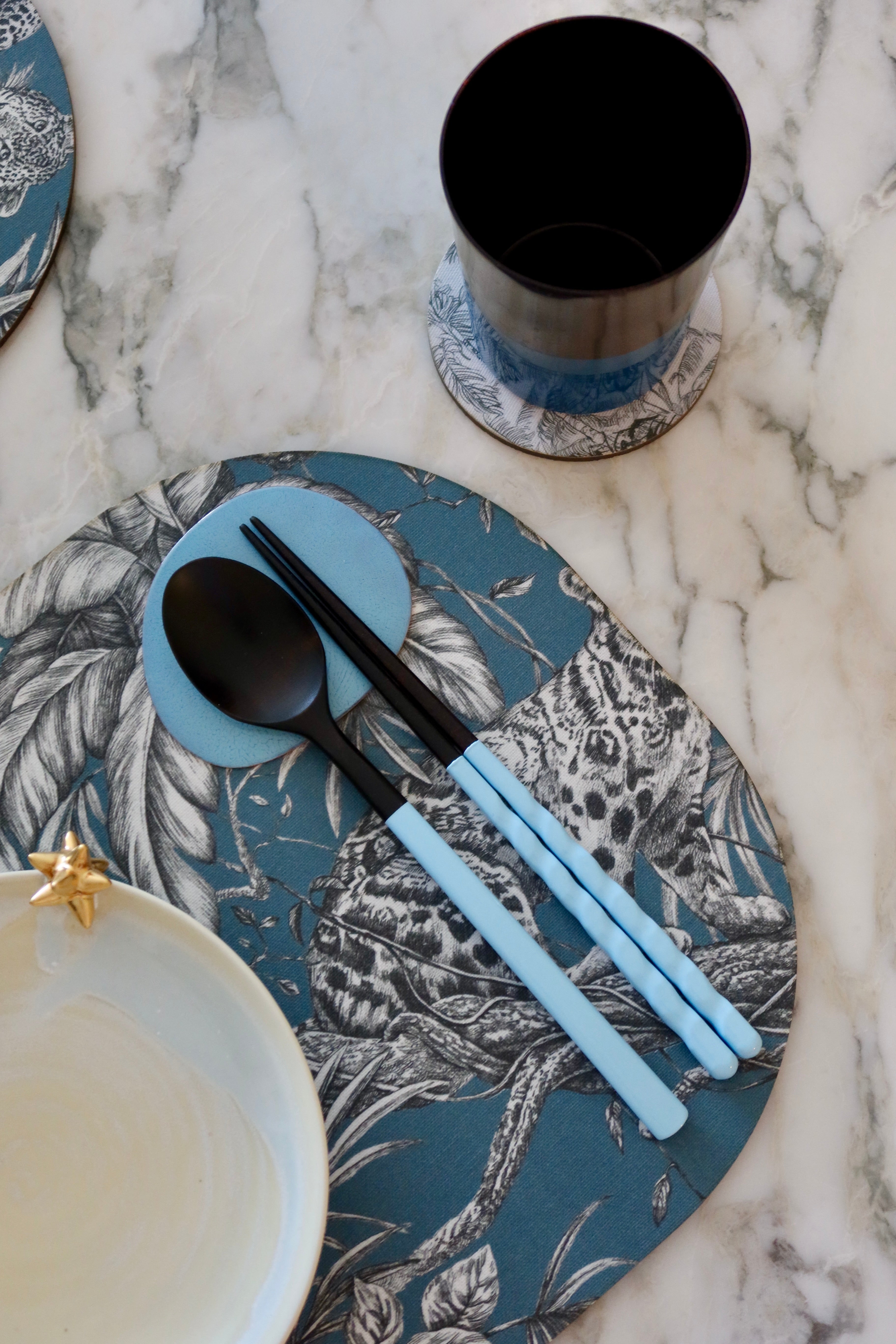 Pebble Cutlery Rest/Coaster - Jasmine Blue