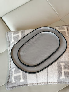 Oval Lacquer Tray - Silver