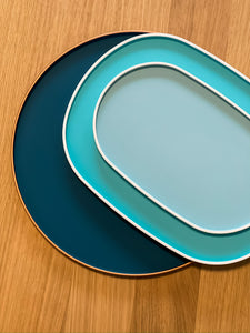 Oval Lacquer Tray - Sky Blue