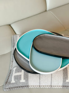 Oval Lacquer Tray - Silver