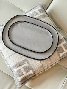 Oval Lacquer Tray - Silver