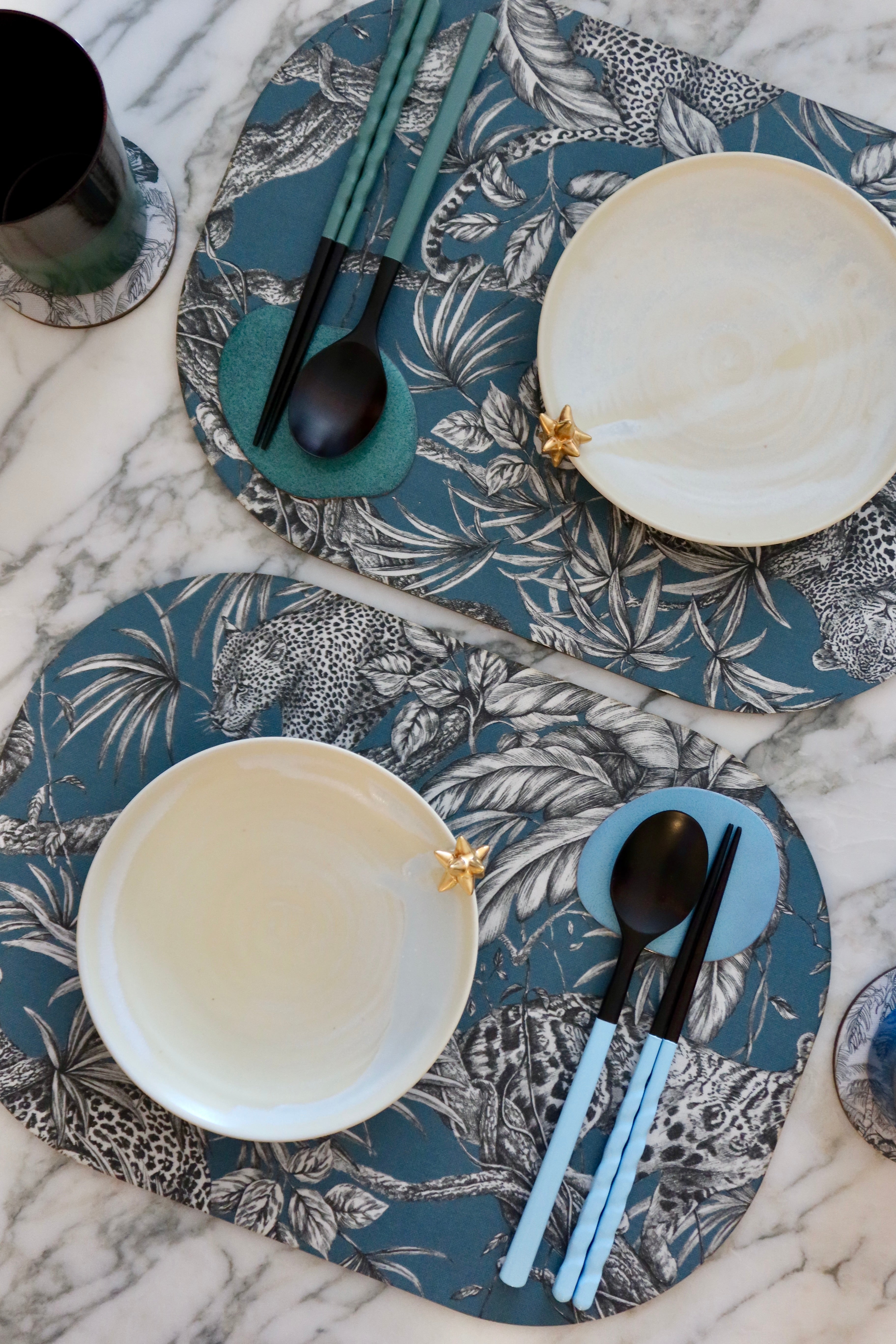 Pebble Cutlery Rest/Coaster - Jasmine Blue