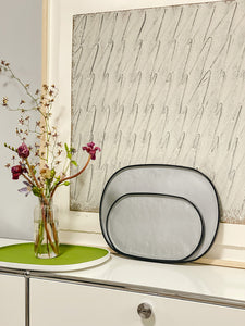 Oval Lacquer Tray - Silver