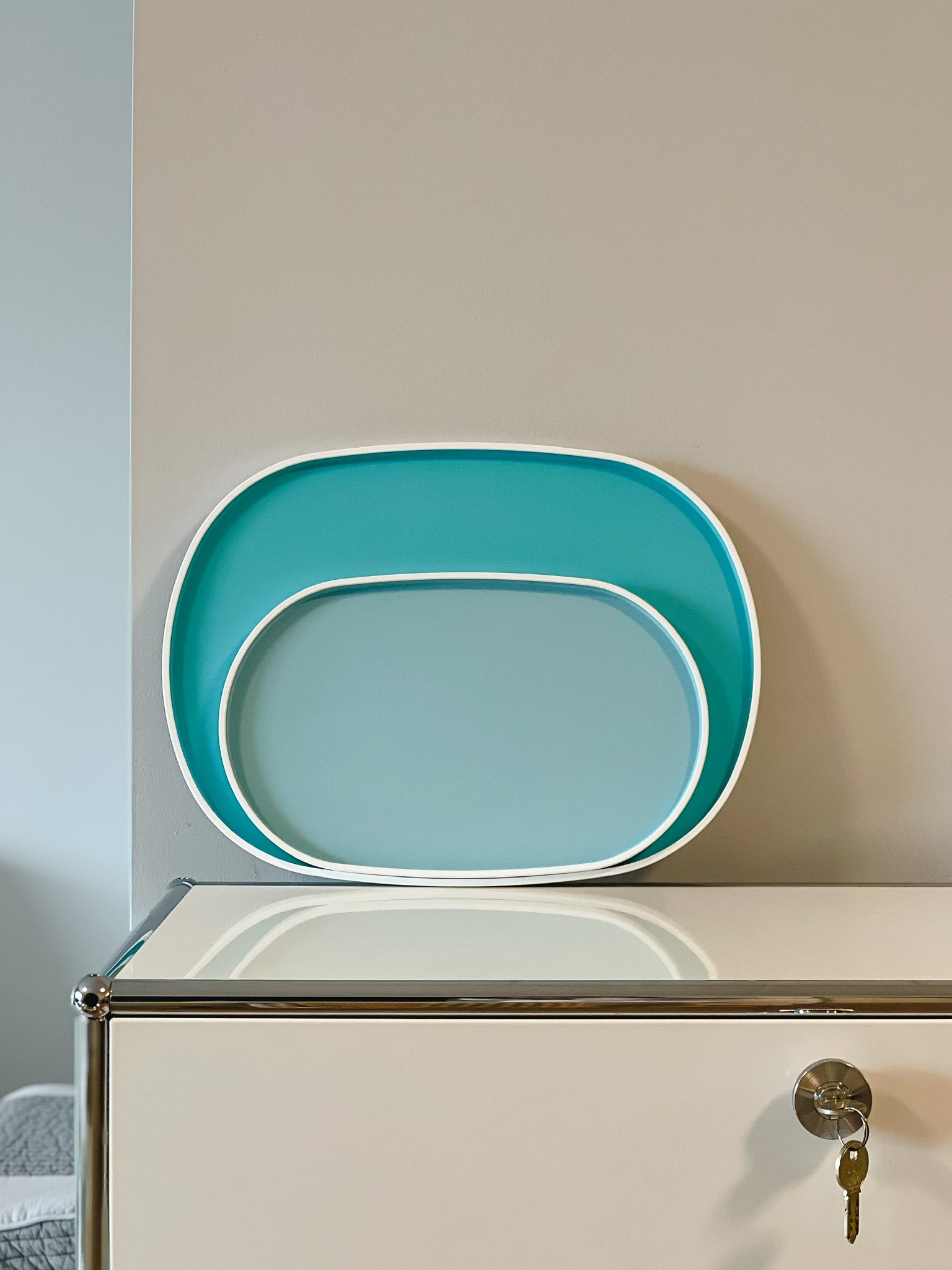 Oval Lacquer Tray - Aqua