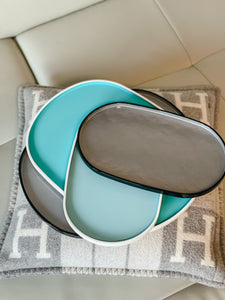 Oval Lacquer Tray - Aqua