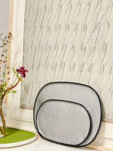 Oval Lacquer Tray - Silver