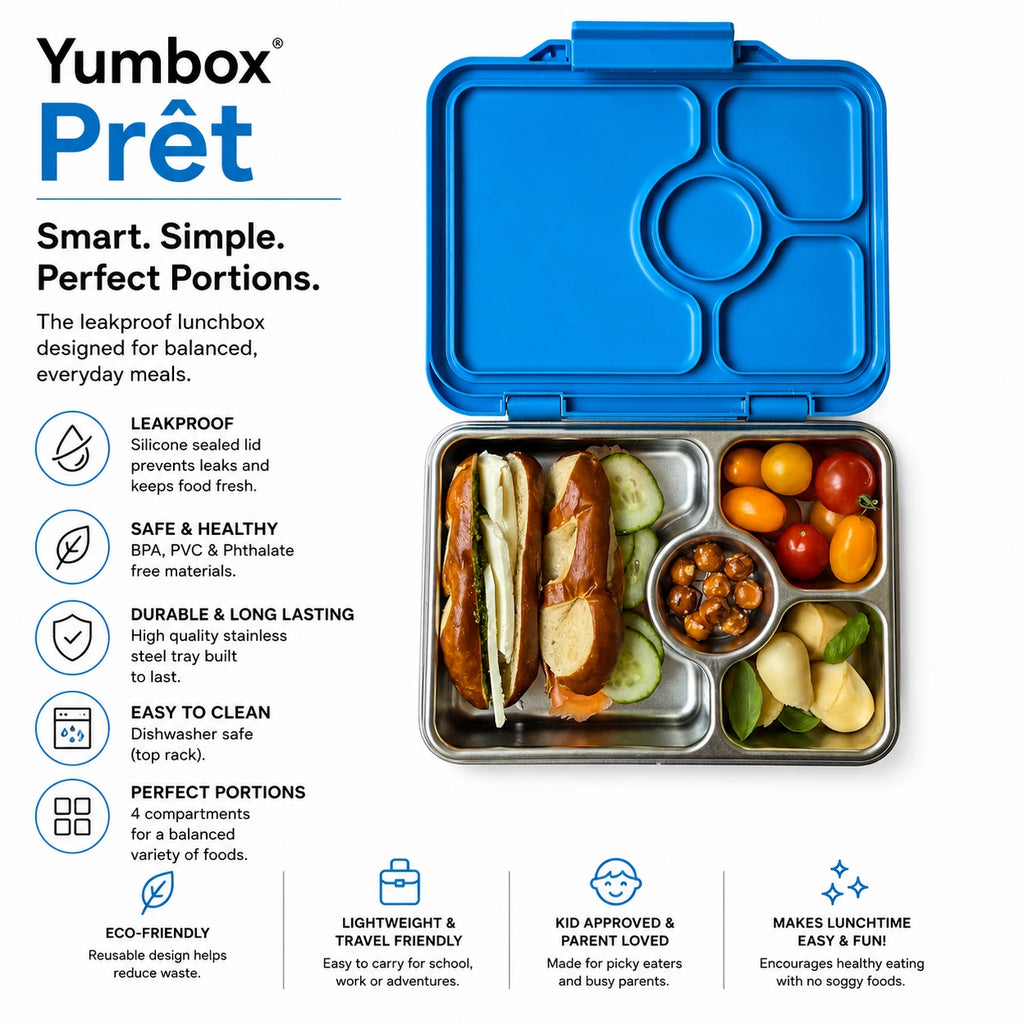 Yumbox Prêt –Stainless Steel Leakproof Bento Lunch Box - Normandy Blue