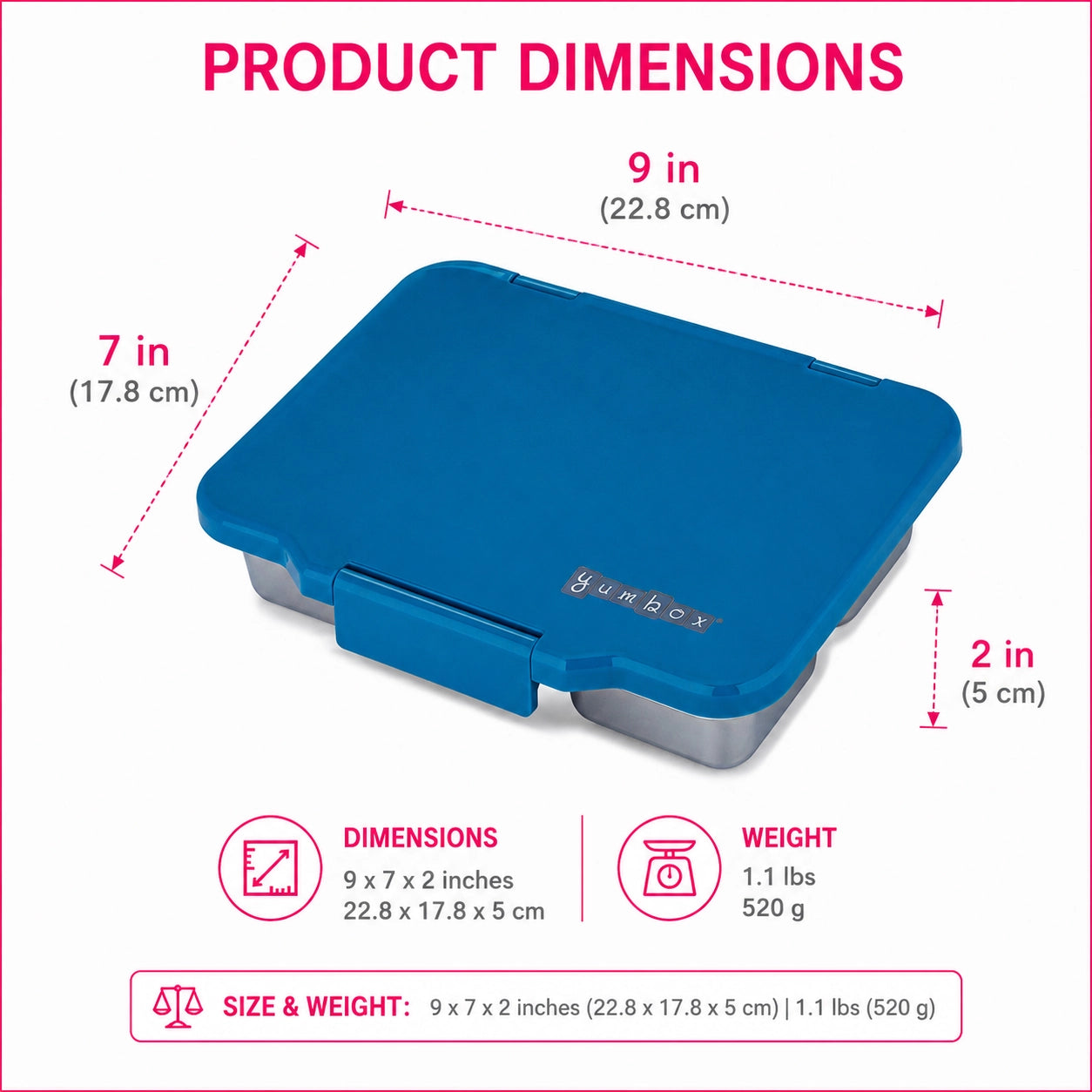 Yumbox Prêt –Stainless Steel Leakproof Bento Lunch Box - Normandy Blue
