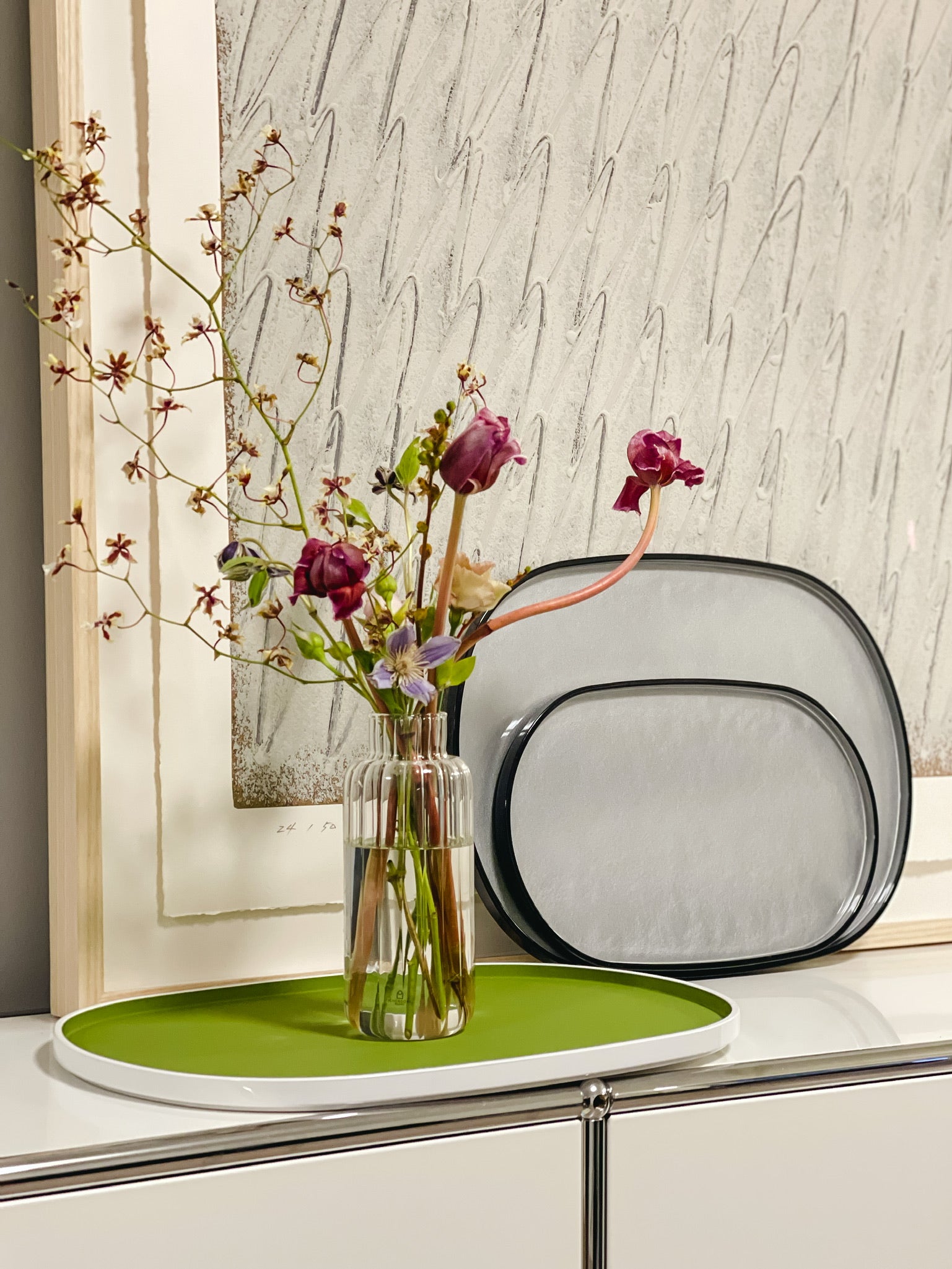 Oval Lacquer Tray - Silver