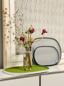 Oval Lacquer Tray - Silver