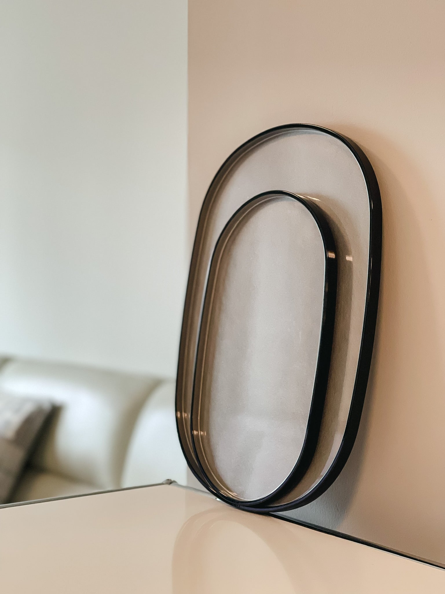 Oval Lacquer Tray - Silver