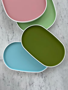 Oval Lacquer Tray - Sky Blue