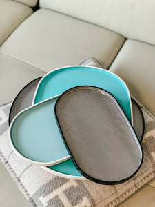 Oval Lacquer Tray - Silver