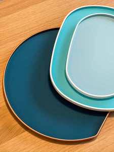 Oval Lacquer Tray - Sky Blue