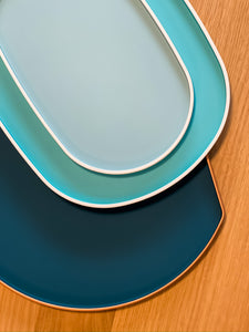 Oval Lacquer Tray - Sky Blue