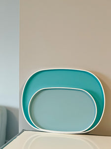 Oval Lacquer Tray - Sky Blue