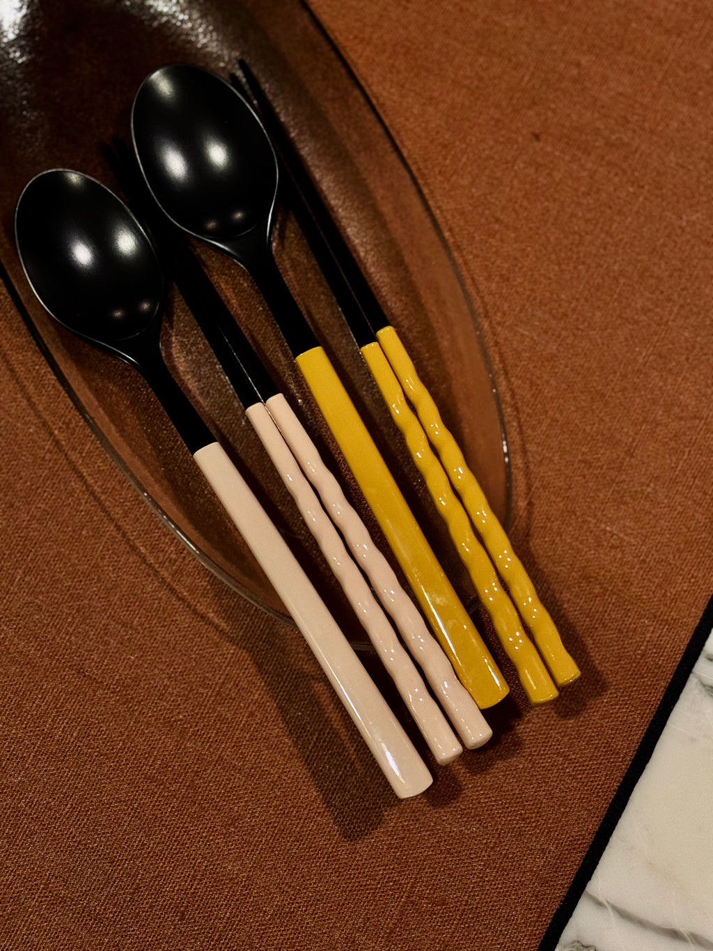 Twisted Pastel Ottchil Spoon and Chopsticks Set - Mustard Yellow