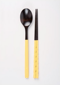 Twisted Pastel Ottchil Spoon and Chopsticks Set - Lemon Yellow
