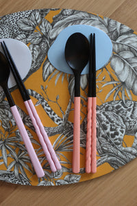 Twisted Pastel Ottchil Spoon and Chopsticks Set - Peachy Pink