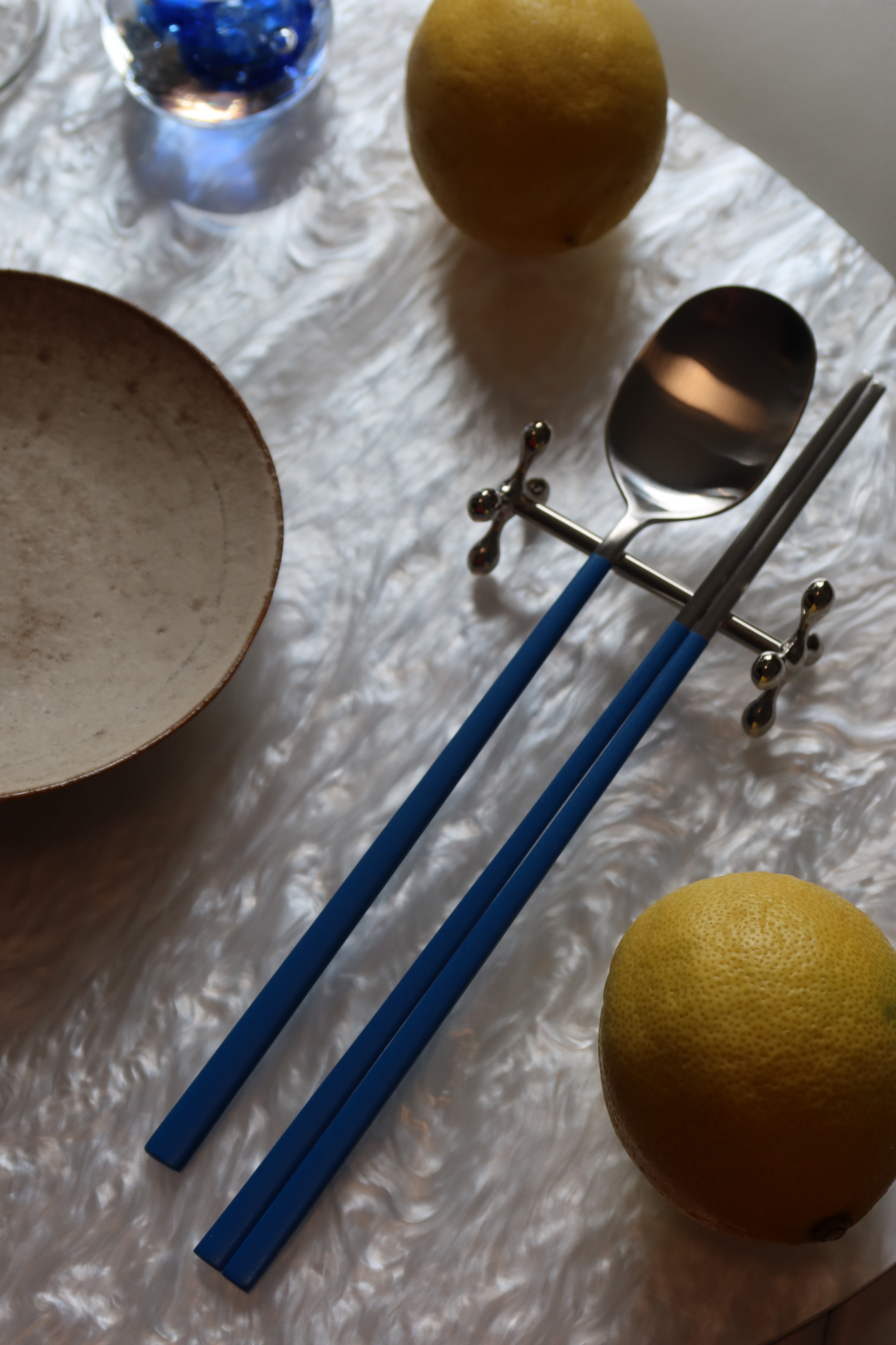 Stainless Korean Flatware Set - Marine Blue