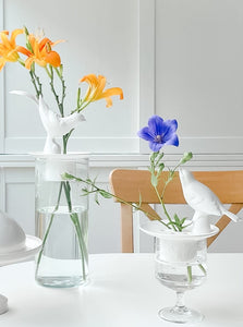 White Eye Bird Cover Vase