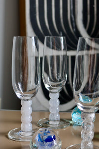 Bubble Beads Champagne Glass - White